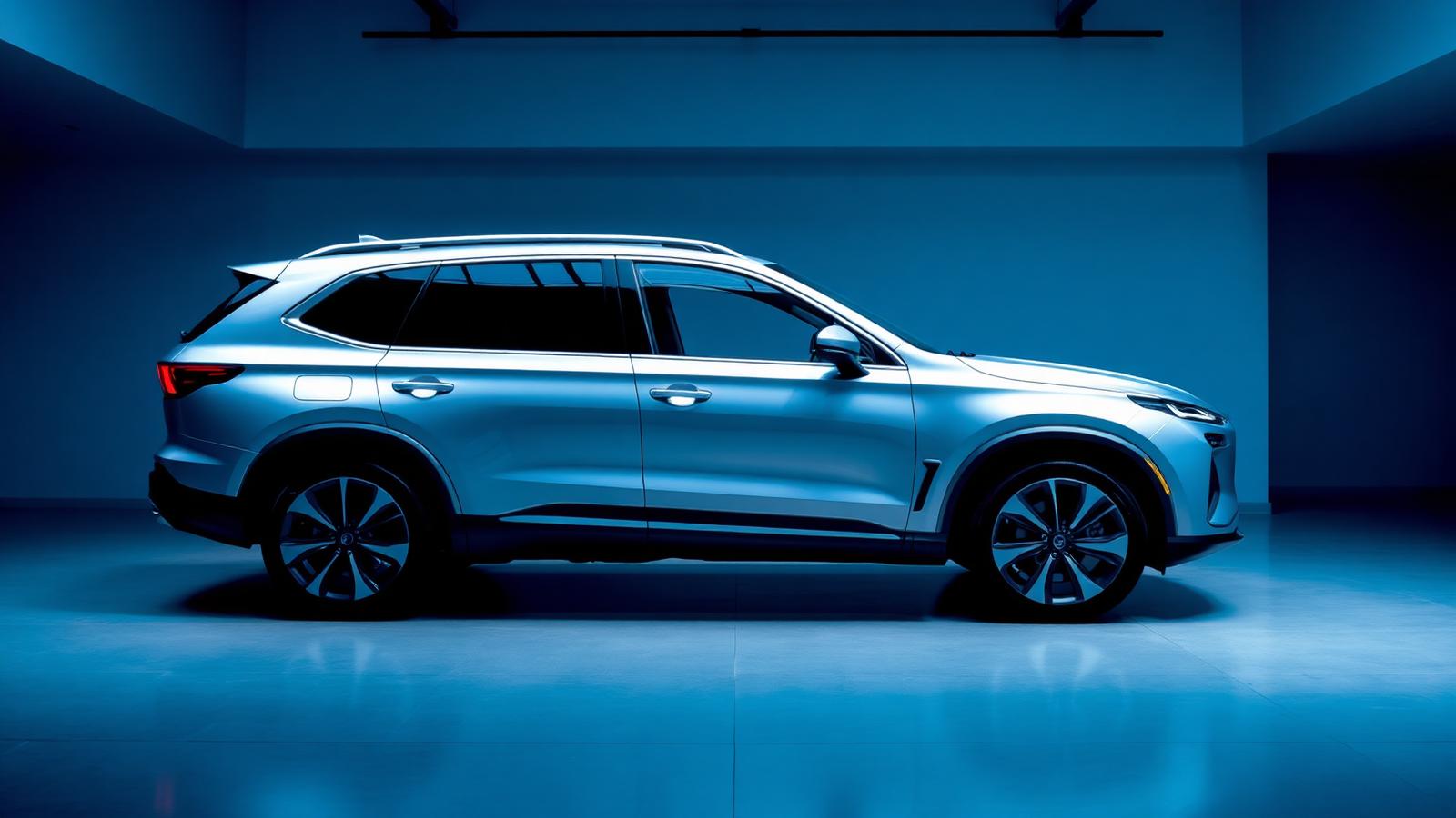 Modern SUV under cool lighting